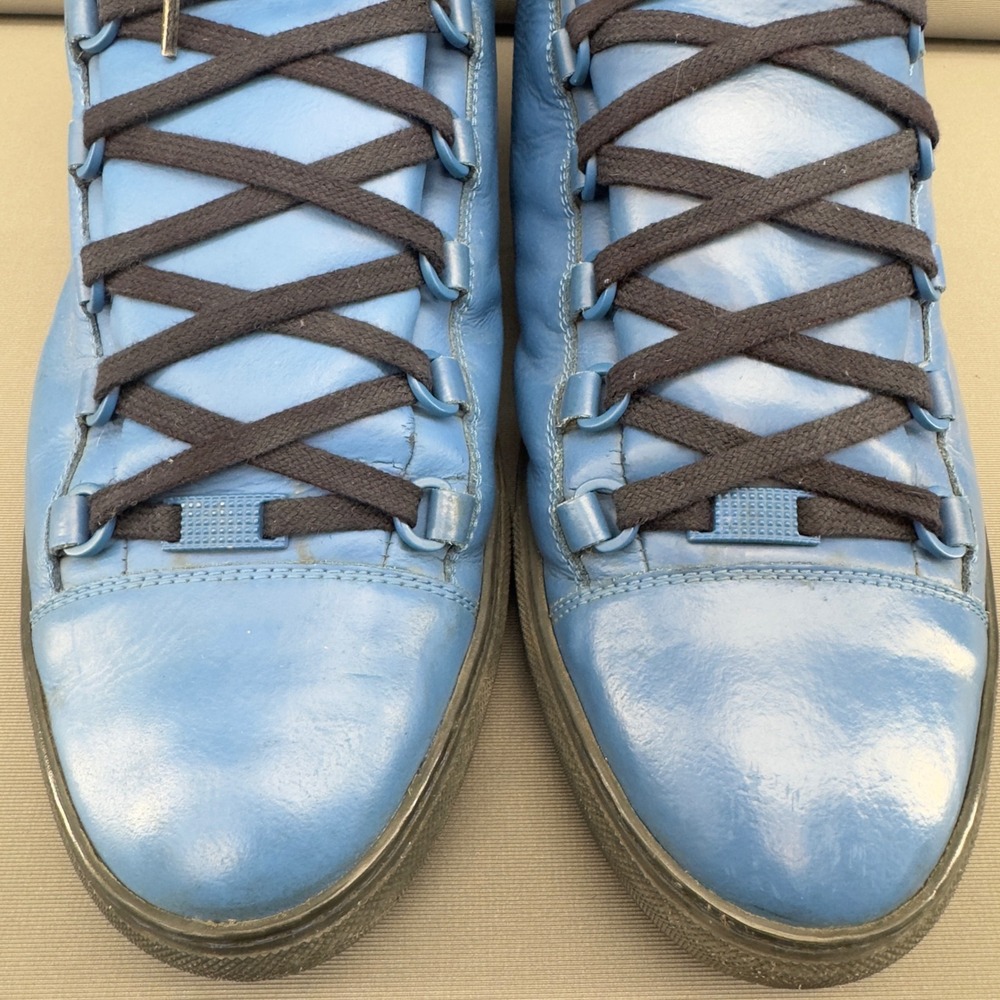 Balenciaga Arena Blue Leather High Top Sneakers Men's Size 12US/45EU - Picture 6 of 11